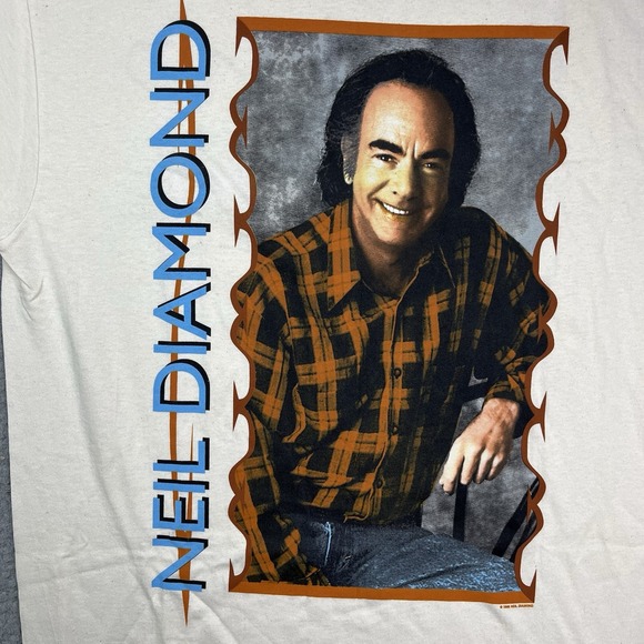 Vintage 90s‎ Neil Diamond I Am I Said Band T Shirt Single Stitch Concert Sz L - Picture 3 of 12